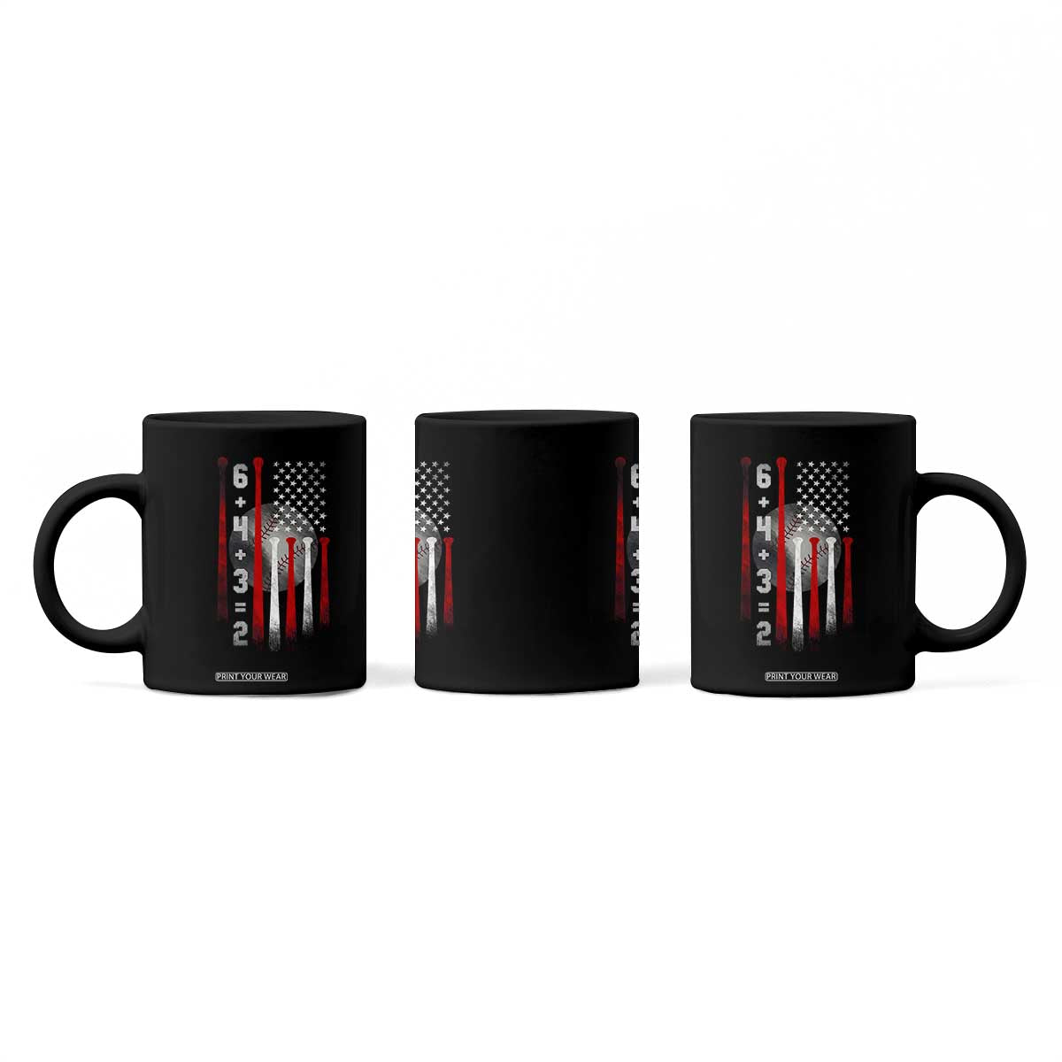 Double Play Coffee Mug 6 4 3 2 Vintage Baseball Math Softball Player American Flag TS10 Print Your Wear