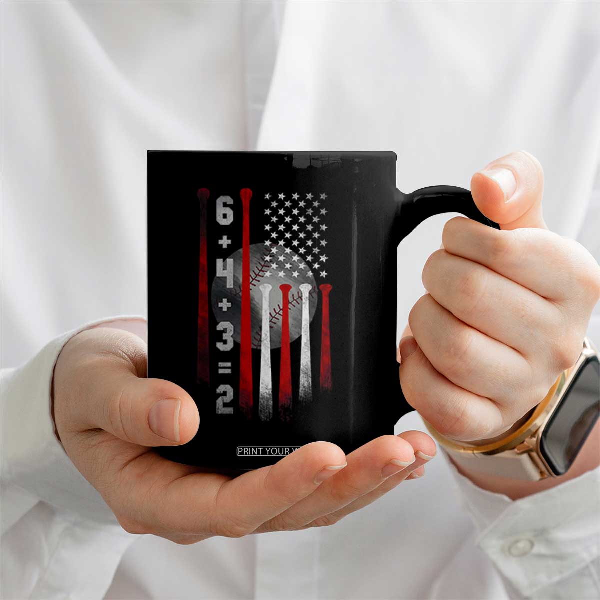 Double Play Coffee Mug 6 4 3 2 Vintage Baseball Math Softball Player American Flag TS10 Print Your Wear