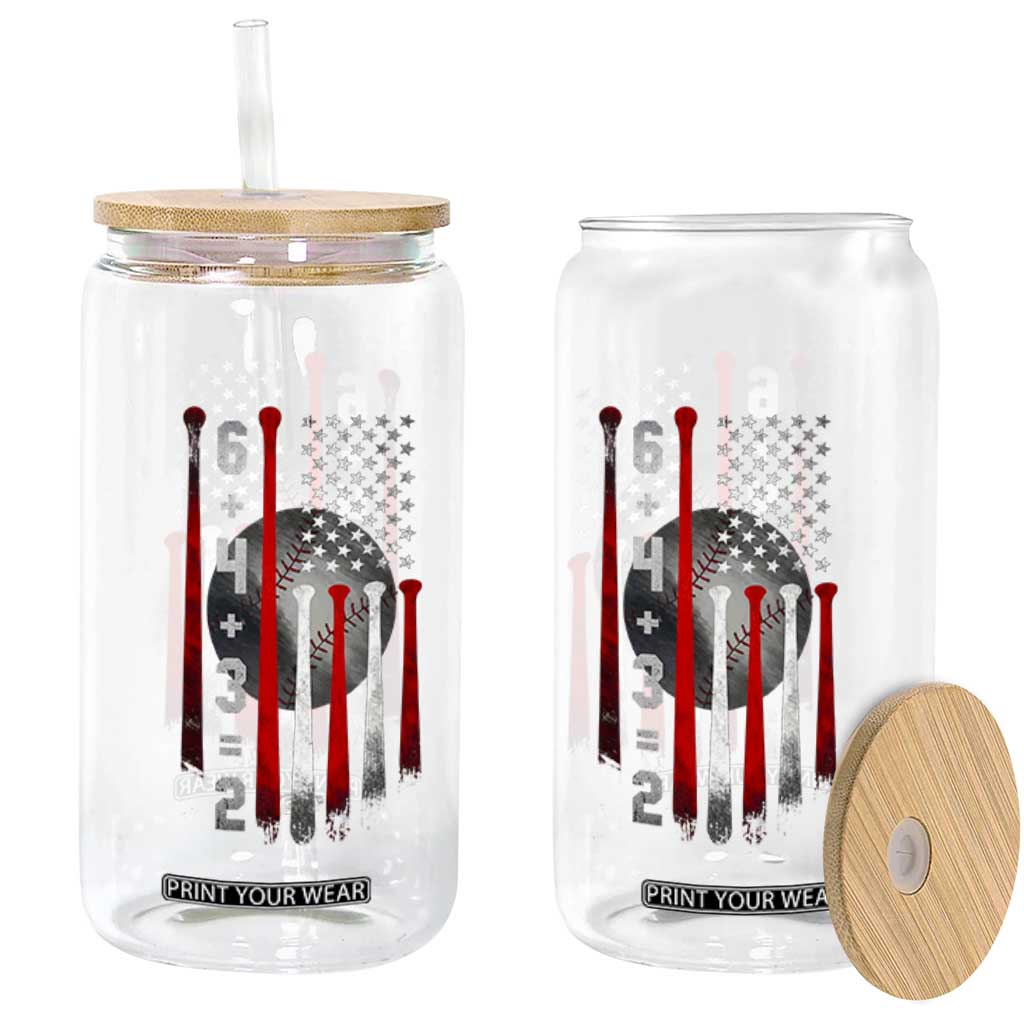 Double Play Glass Can 6 4 3 2 Vintage Baseball Math Softball Player American Flag TS10 Print Your Wear