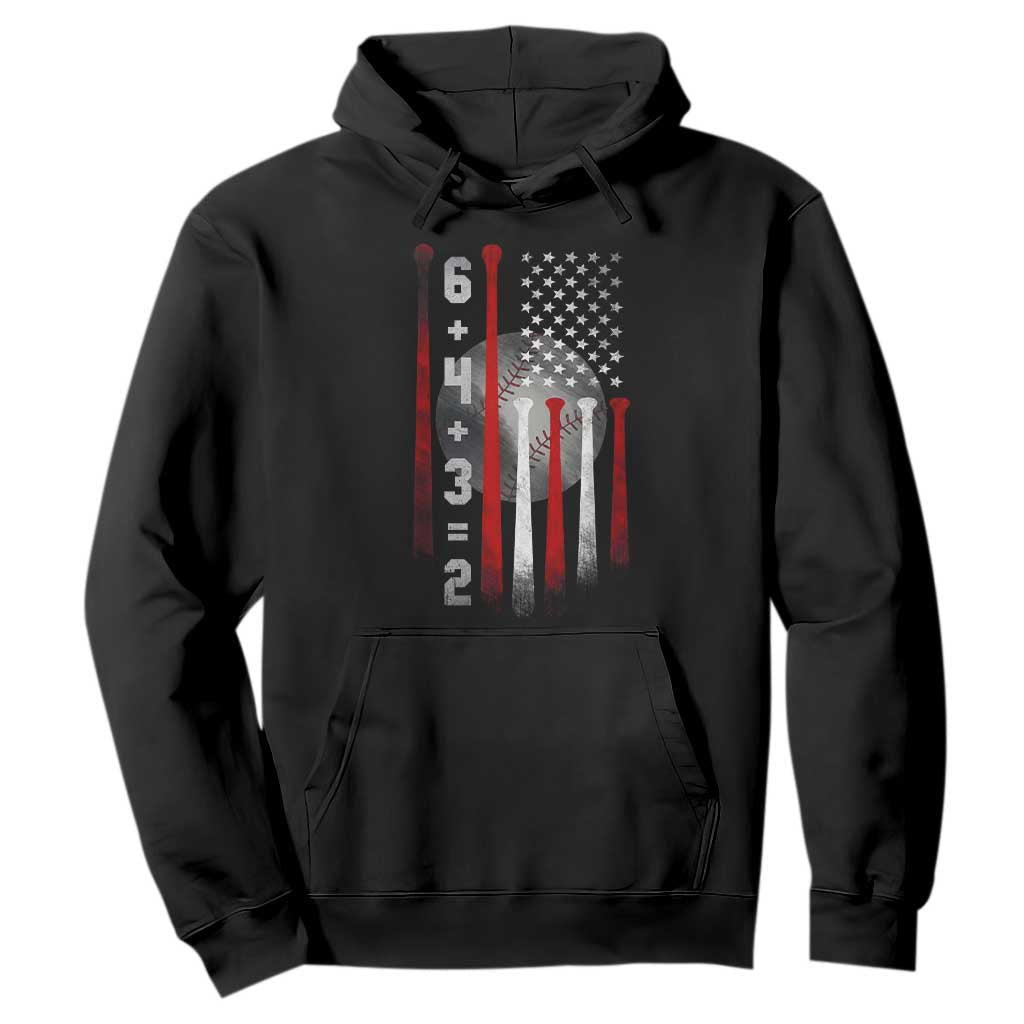 Double Play Hoodie 6 4 3 2 Vintage Baseball Math Softball Player American Flag TS10 Black Print Your Wear