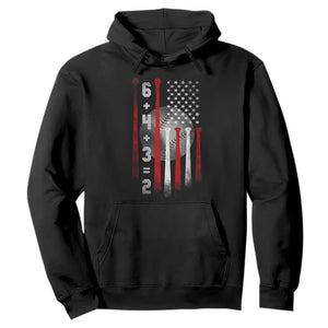 Double Play Hoodie 6 4 3 2 Vintage Baseball Math Softball Player American Flag TS10 Black Print Your Wear