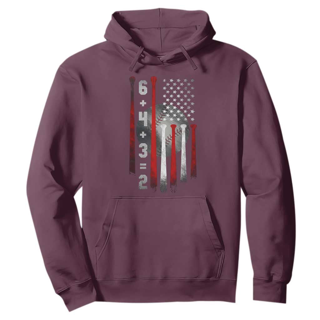Double Play Hoodie 6 4 3 2 Vintage Baseball Math Softball Player American Flag TS10 Maroon Print Your Wear
