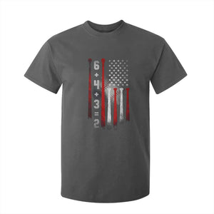 Double Play T Shirt For Kid 6 4 3 2 Vintage Baseball Math Softball Player American Flag TS10 Dark Heather Print Your Wear