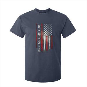 Double Play T Shirt For Kid 6 4 3 2 Vintage Baseball Math Softball Player American Flag TS10 Navy Print Your Wear