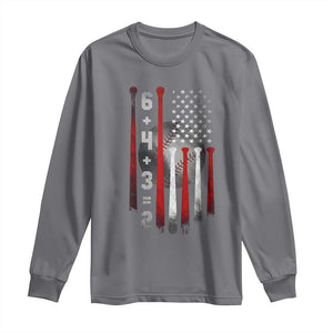 Double Play Long Sleeve Shirt 6 4 3 2 Vintage Baseball Math Softball Player American Flag TS10 Charcoal Print Your Wear