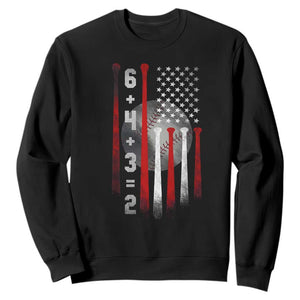 Double Play Sweatshirt 6 4 3 2 Vintage Baseball Math Softball Player American Flag TS10 Black Print Your Wear