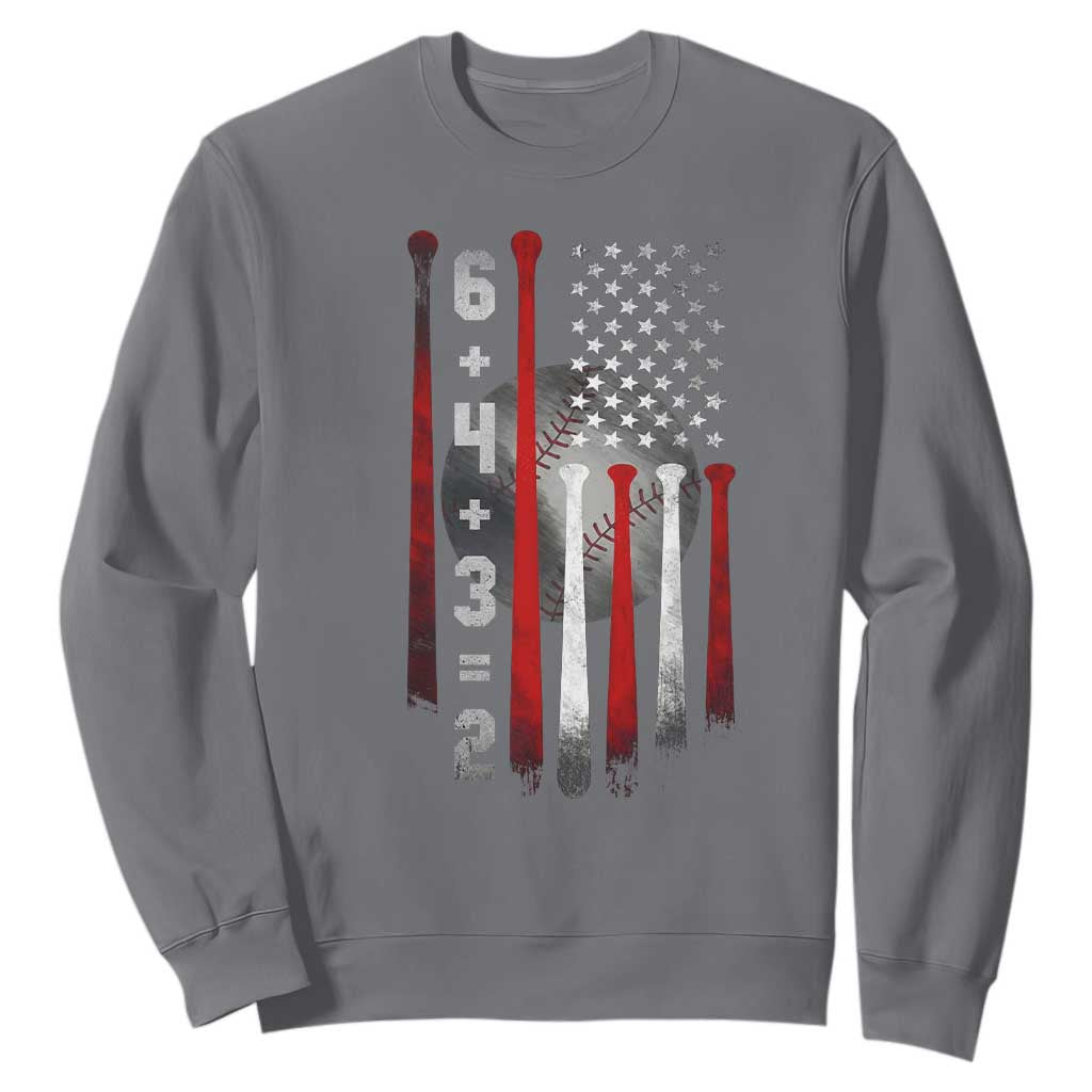 Double Play Sweatshirt 6 4 3 2 Vintage Baseball Math Softball Player American Flag TS10 Charcoal Print Your Wear