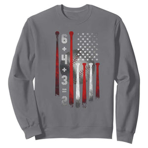 Double Play Sweatshirt 6 4 3 2 Vintage Baseball Math Softball Player American Flag TS10 Charcoal Print Your Wear