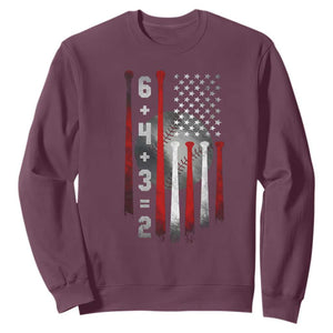 Double Play Sweatshirt 6 4 3 2 Vintage Baseball Math Softball Player American Flag TS10 Maroon Print Your Wear
