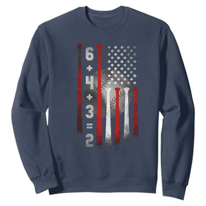 Double Play Sweatshirt 6 4 3 2 Vintage Baseball Math Softball Player American Flag TS10 Navy Print Your Wear