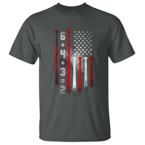 Double Play T Shirt 6 4 3 2 Vintage Baseball Math Softball Player American Flag TS10 Dark Heather Print Your Wear