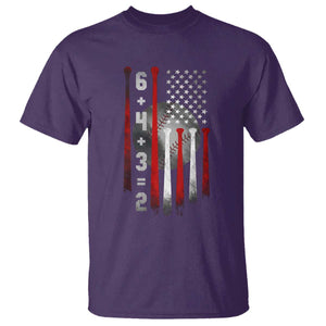 Double Play T Shirt 6 4 3 2 Vintage Baseball Math Softball Player American Flag TS10 Purple Print Your Wear