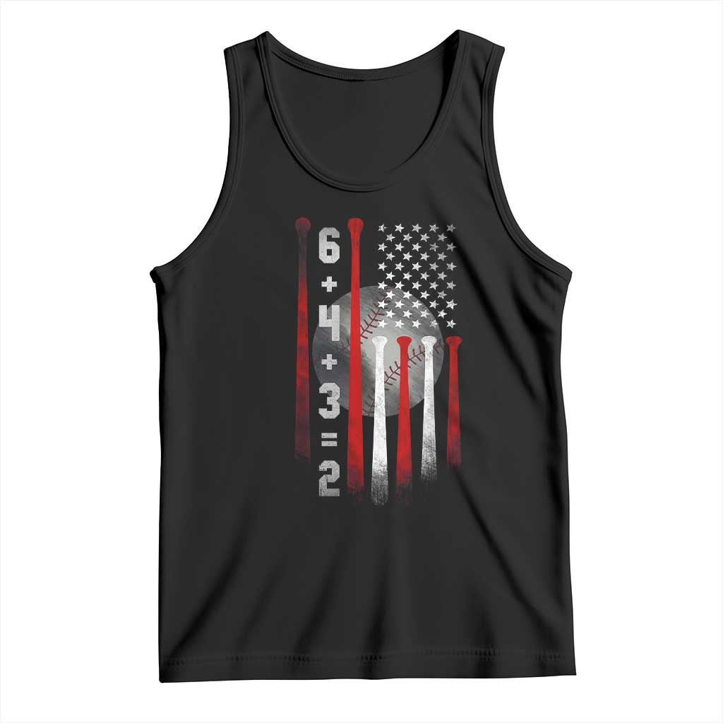 Double Play Tank Top 6 4 3 2 Vintage Baseball Math Softball Player American Flag TS10 Black Print Your Wear