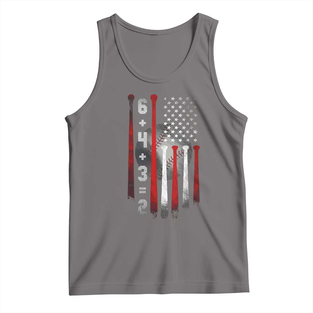 Double Play Tank Top 6 4 3 2 Vintage Baseball Math Softball Player American Flag TS10 Deep Heather Print Your Wear