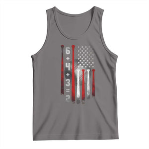 Double Play Tank Top 6 4 3 2 Vintage Baseball Math Softball Player American Flag TS10 Deep Heather Print Your Wear