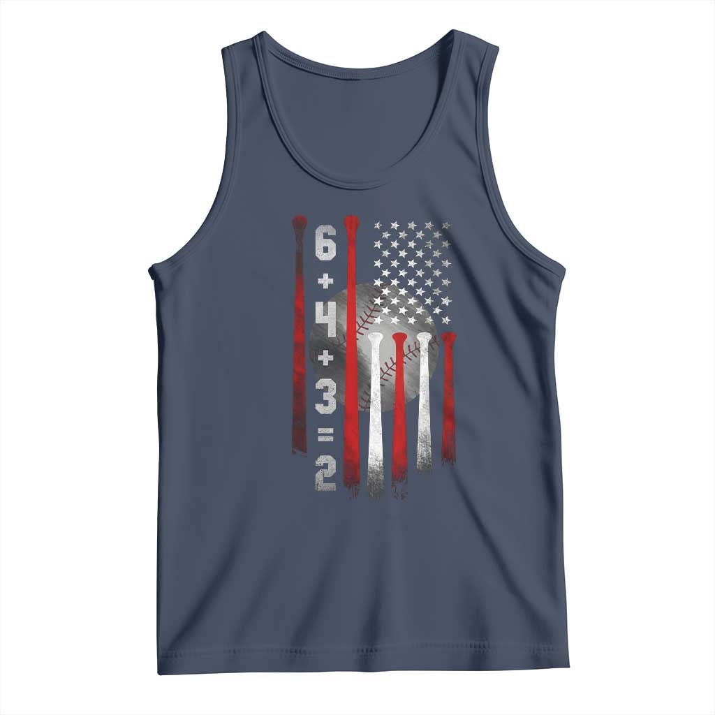 Double Play Tank Top 6 4 3 2 Vintage Baseball Math Softball Player American Flag TS10 Navy Print Your Wear