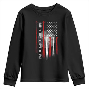 Double Play Youth Sweatshirt 6 4 3 2 Vintage Baseball Math Softball Player American Flag TS10 Black Print Your Wear