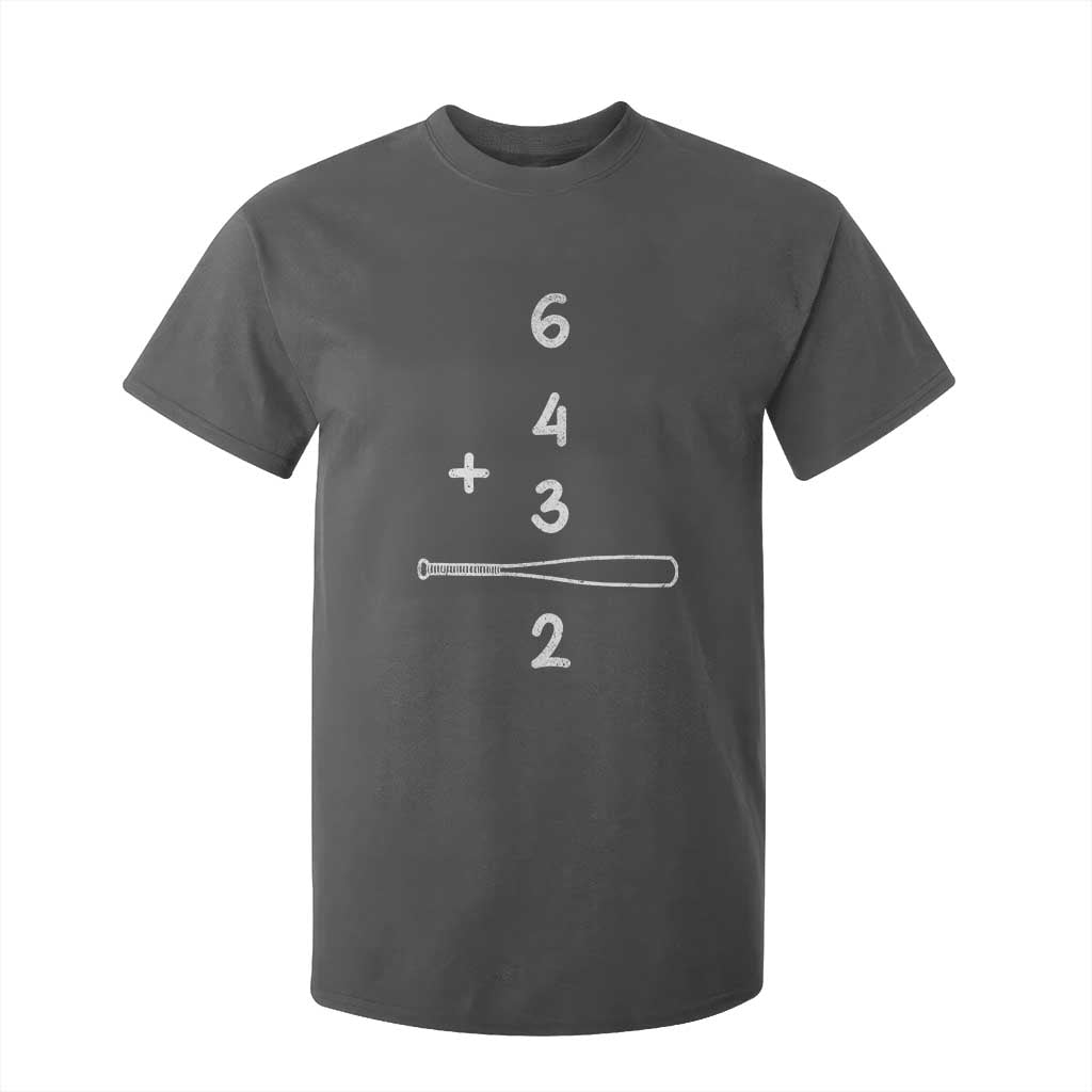 Double Play T Shirt For Kid 6 4 3 2 Vintage Baseball Bat Softball Player TS10 Dark Heather Print Your Wear
