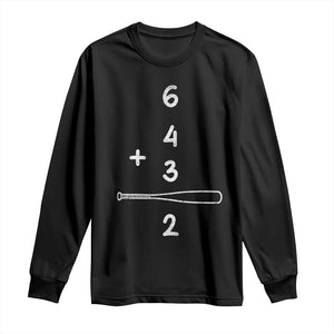 Double Play Long Sleeve Shirt 6 4 3 2 Vintage Baseball Bat Softball Player TS10 Black Print Your Wear