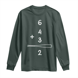 Double Play Long Sleeve Shirt 6 4 3 2 Vintage Baseball Bat Softball Player TS10 Dark Forest Green Print Your Wear