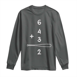 Double Play Long Sleeve Shirt 6 4 3 2 Vintage Baseball Bat Softball Player TS10 Dark Heather Print Your Wear