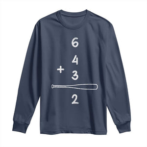 Double Play Long Sleeve Shirt 6 4 3 2 Vintage Baseball Bat Softball Player TS10 Navy Print Your Wear
