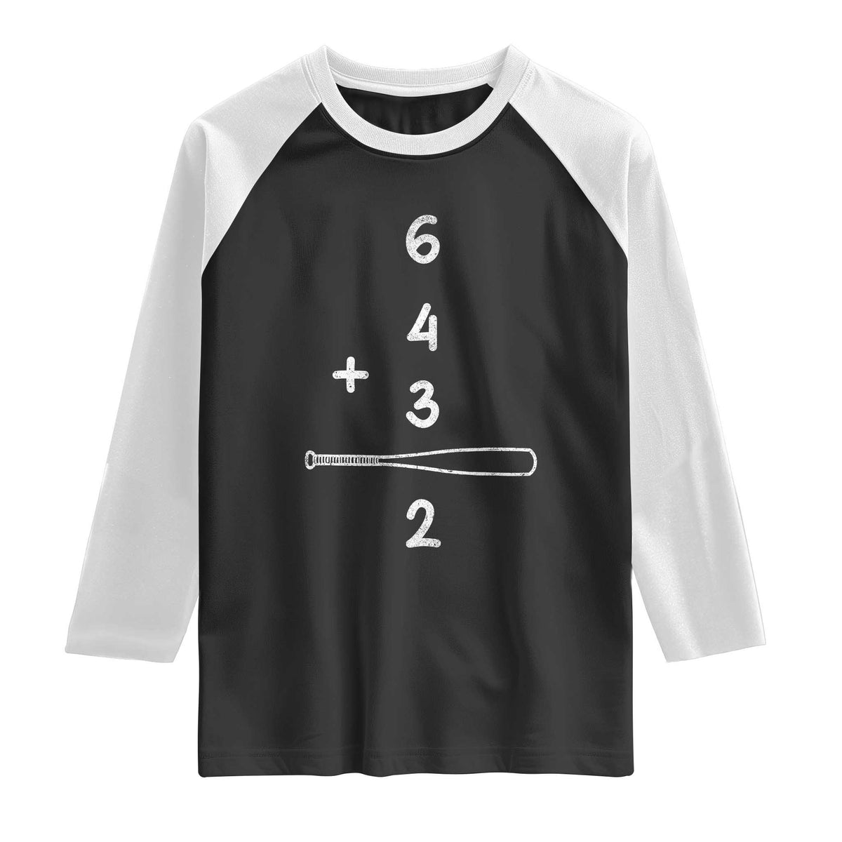 Double Play Raglan Shirt 6 4 3 2 Vintage Baseball Bat Softball Player TS10 Black White Print Your Wear