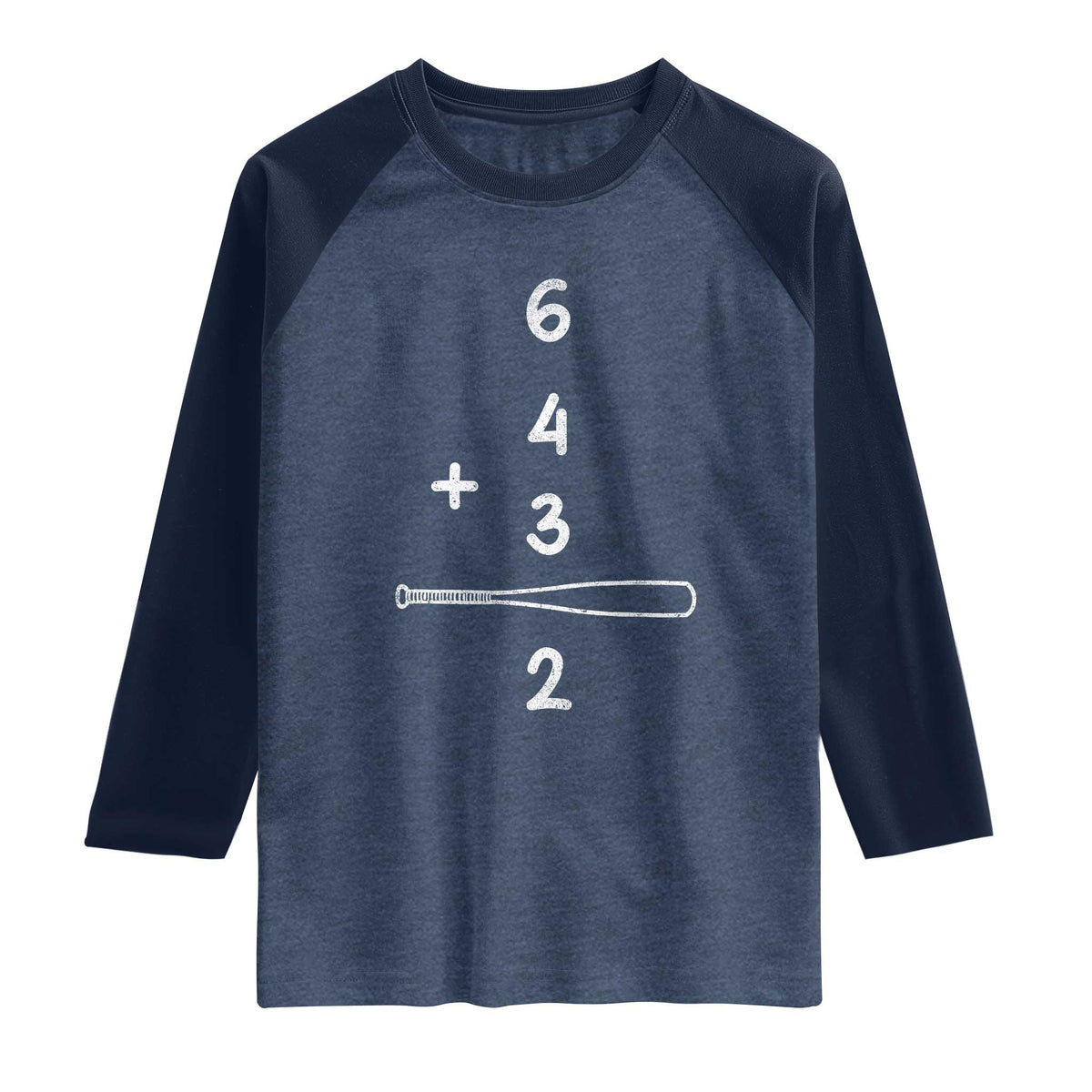 Double Play Raglan Shirt 6 4 3 2 Vintage Baseball Bat Softball Player TS10 Heather Denim Navy Print Your Wear
