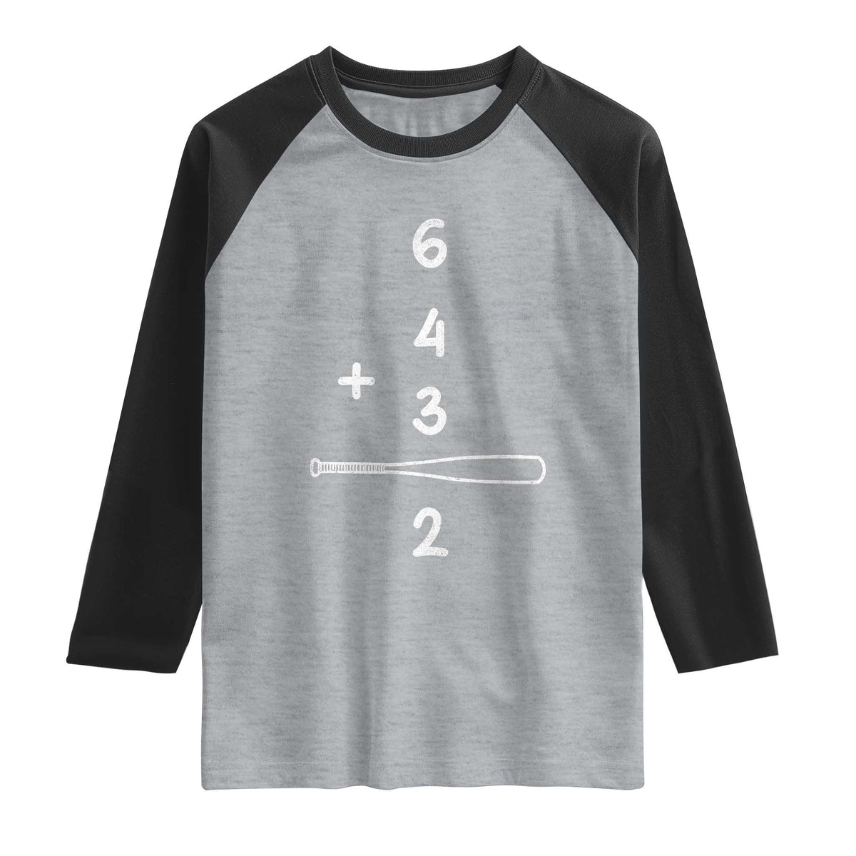 Double Play Raglan Shirt 6 4 3 2 Vintage Baseball Bat Softball Player TS10 Heather Gray Black Print Your Wear