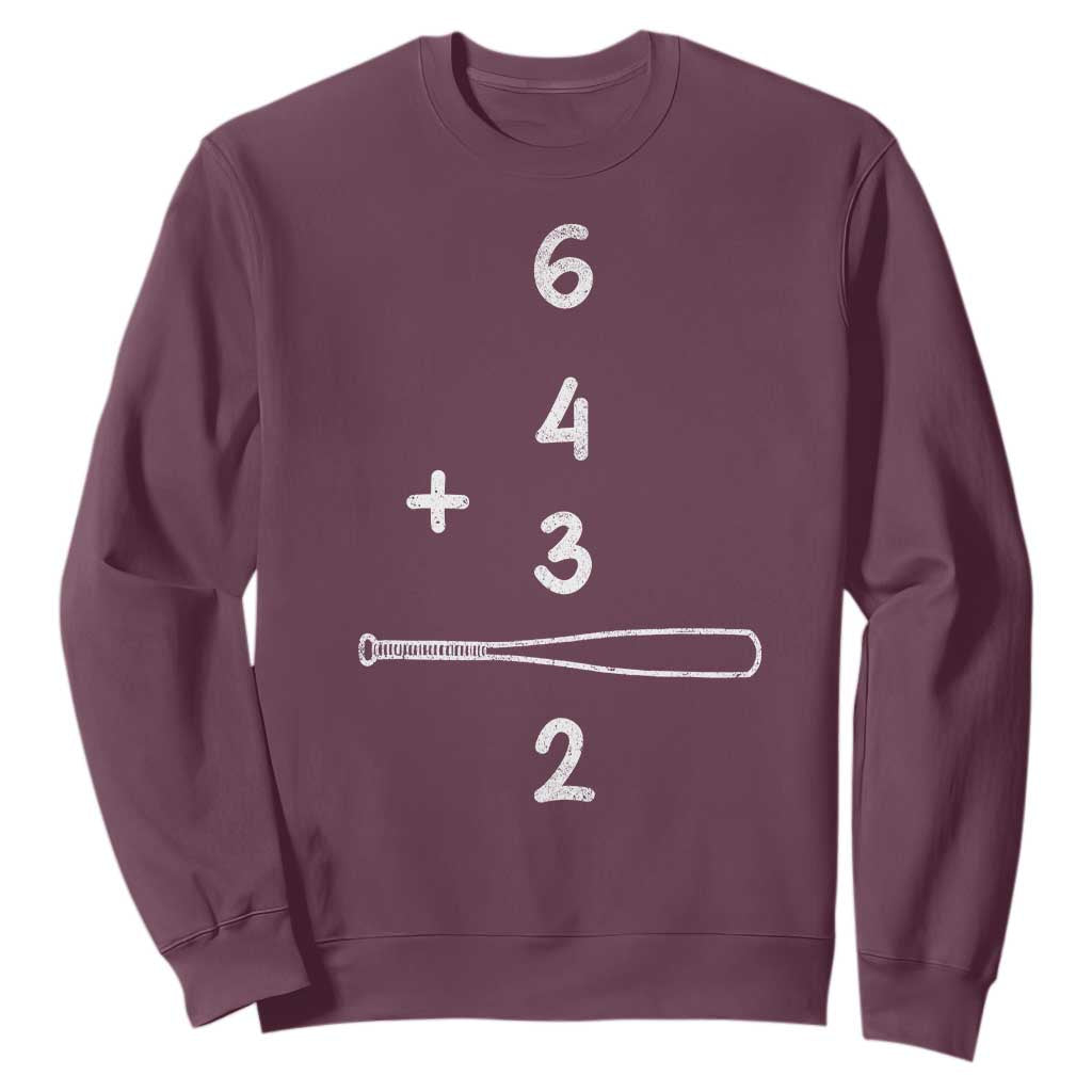 Double Play Sweatshirt 6 4 3 2 Vintage Baseball Bat Softball Player TS10 Maroon Print Your Wear