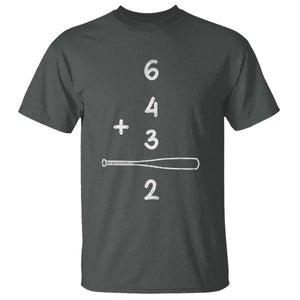 Double Play T Shirt 6 4 3 2 Vintage Baseball Bat Softball Player TS10 Dark Heather Print Your Wear