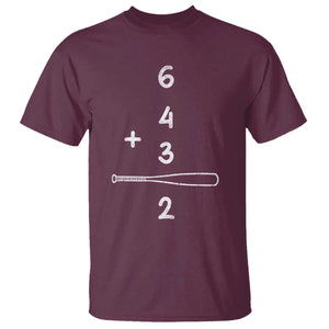 Double Play T Shirt 6 4 3 2 Vintage Baseball Bat Softball Player TS10 Maroon Print Your Wear