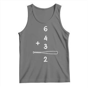 Double Play Tank Top 6 4 3 2 Vintage Baseball Bat Softball Player TS10 Black Heather Print Your Wear