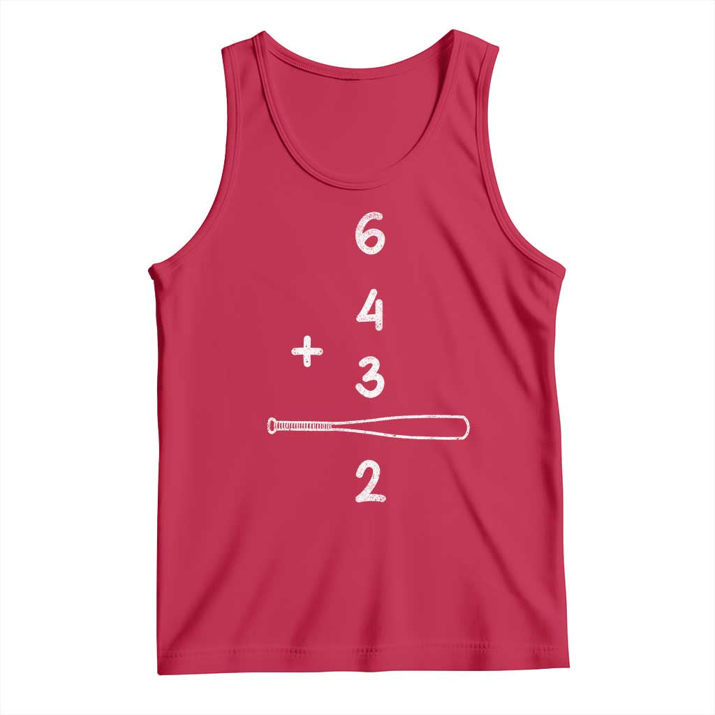 Double Play Tank Top 6 4 3 2 Vintage Baseball Bat Softball Player TS10 Red Print Your Wear