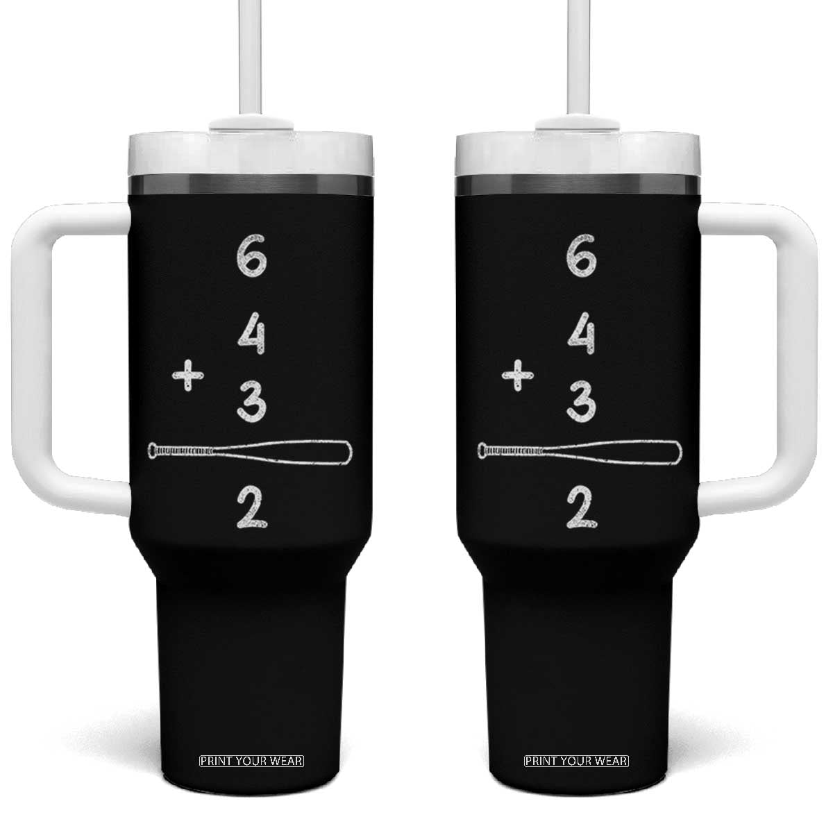 Double Play Tumbler With Handle 6 4 3 2 Vintage Baseball Bat Softball Player TS10 One Size: 40 oz Black Print Your Wear