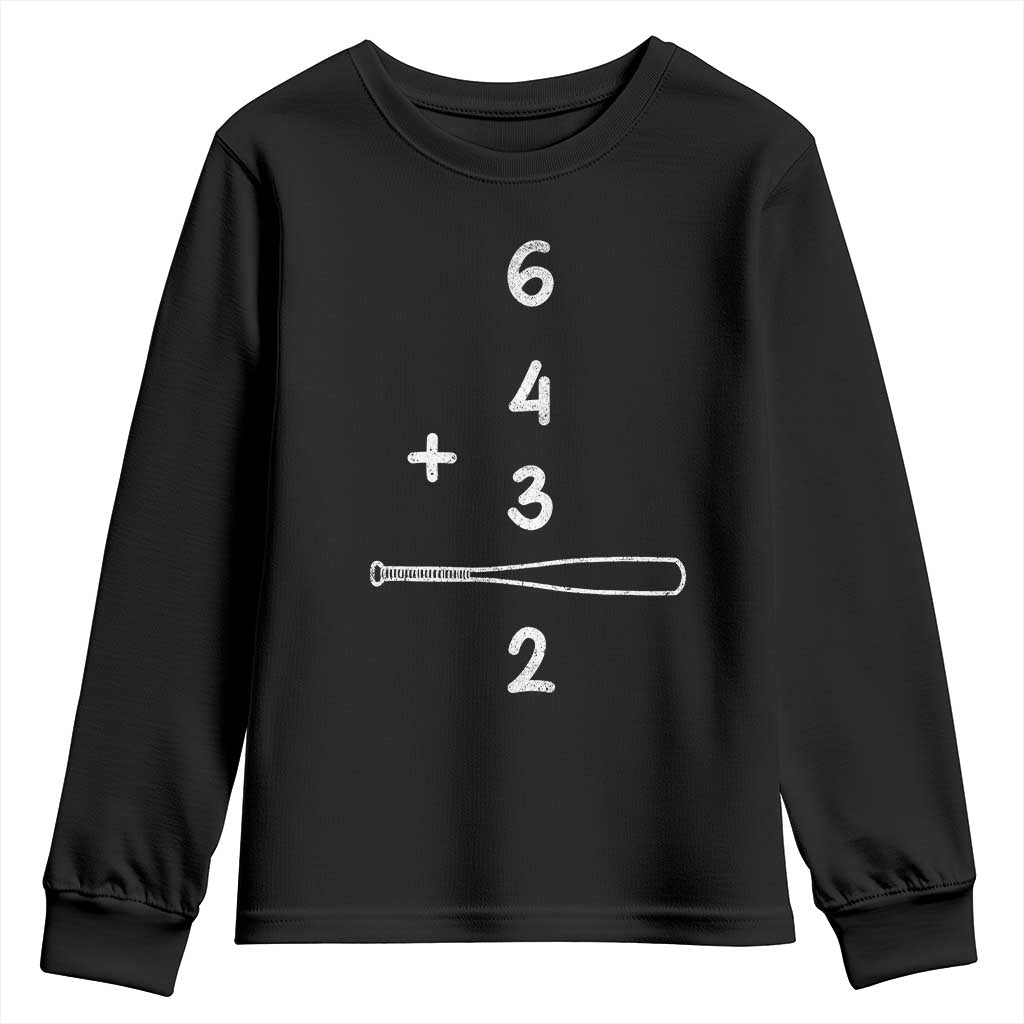 Double Play Youth Sweatshirt 6 4 3 2 Vintage Baseball Bat Softball Player TS10 Black Print Your Wear