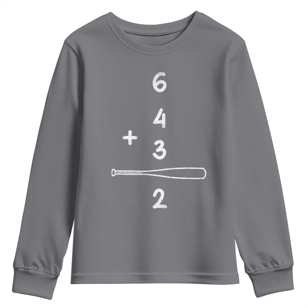 Double Play Youth Sweatshirt 6 4 3 2 Vintage Baseball Bat Softball Player TS10 Charcoal Print Your Wear