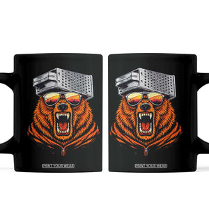 Bear With Cheese Grater Hat Coffee Mug Retro Foolball Fans TS10 Black Print Your Wear
