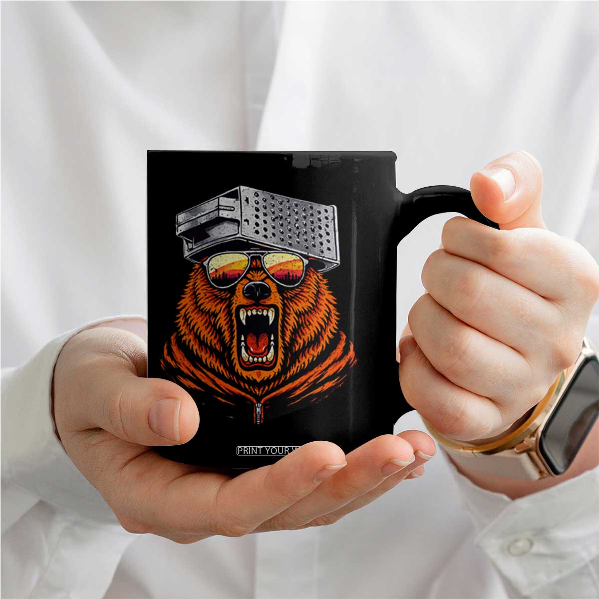 Bear With Cheese Grater Hat Coffee Mug Retro Foolball Fans TS10 Print Your Wear