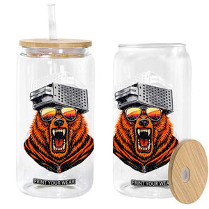 Bear With Cheese Grater Hat Glass Can Retro Foolball Fans TS10 Print Your Wear