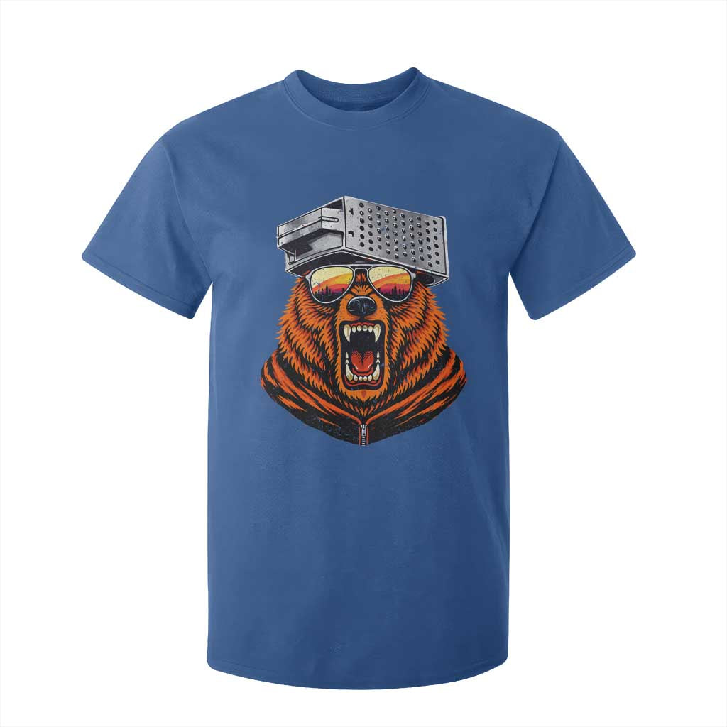 Bear With Cheese Grater Hat T Shirt For Kid Retro Foolball Fans TS10 Royal Blue Print Your Wear