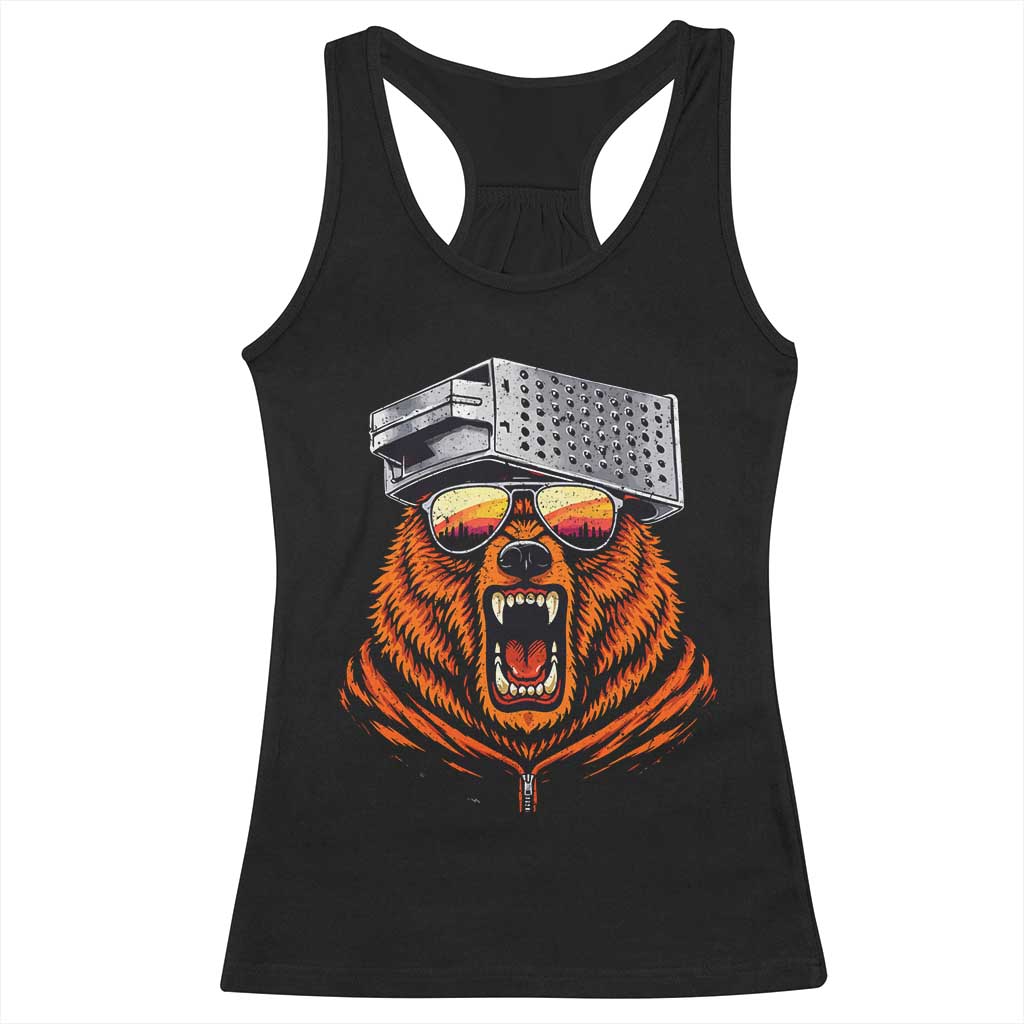 Bear With Cheese Grater Hat Racerback Tank Top Retro Foolball Fans TS10 Black Print Your Wear