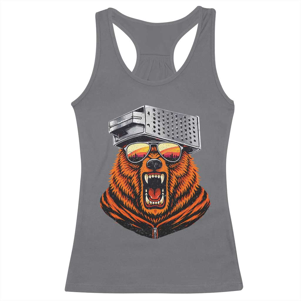 Bear With Cheese Grater Hat Racerback Tank Top Retro Foolball Fans TS10 Charcoal Print Your Wear