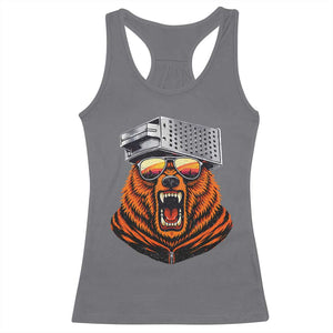 Bear With Cheese Grater Hat Racerback Tank Top Retro Foolball Fans TS10 Charcoal Print Your Wear