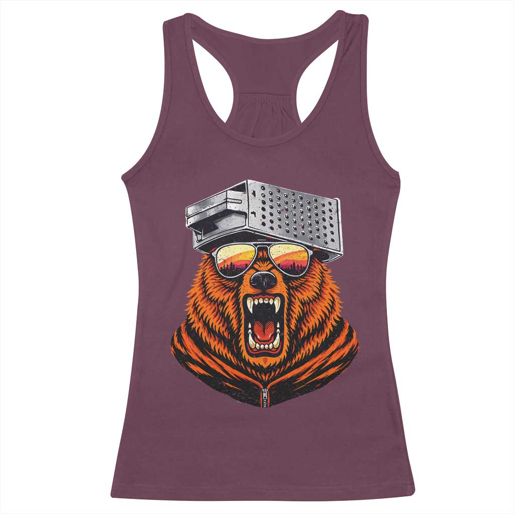 Bear With Cheese Grater Hat Racerback Tank Top Retro Foolball Fans TS10 Maroon Print Your Wear