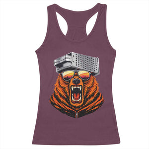 Bear With Cheese Grater Hat Racerback Tank Top Retro Foolball Fans TS10 Maroon Print Your Wear