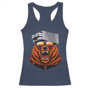 Bear With Cheese Grater Hat Racerback Tank Top Retro Foolball Fans TS10 Navy Print Your Wear