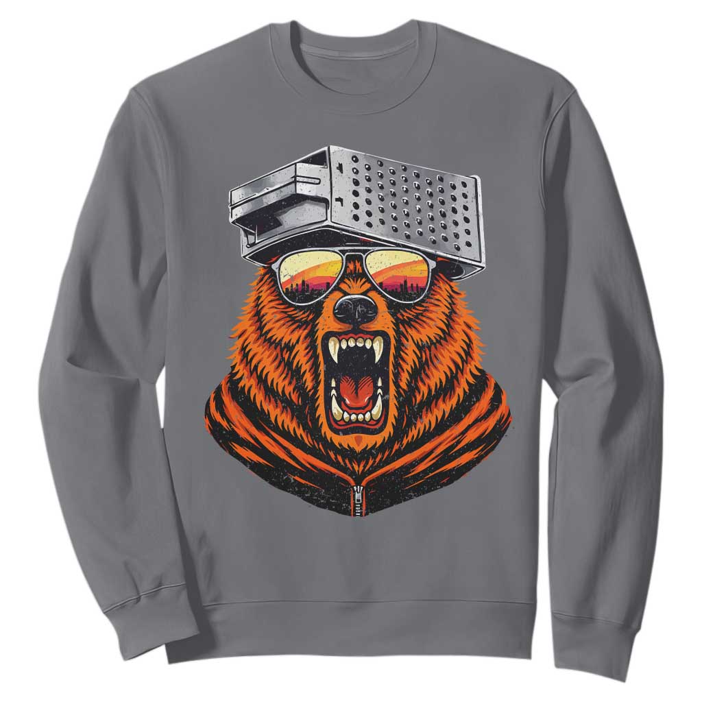 Bear With Cheese Grater Hat Sweatshirt Retro Foolball Fans TS10 Charcoal Print Your Wear