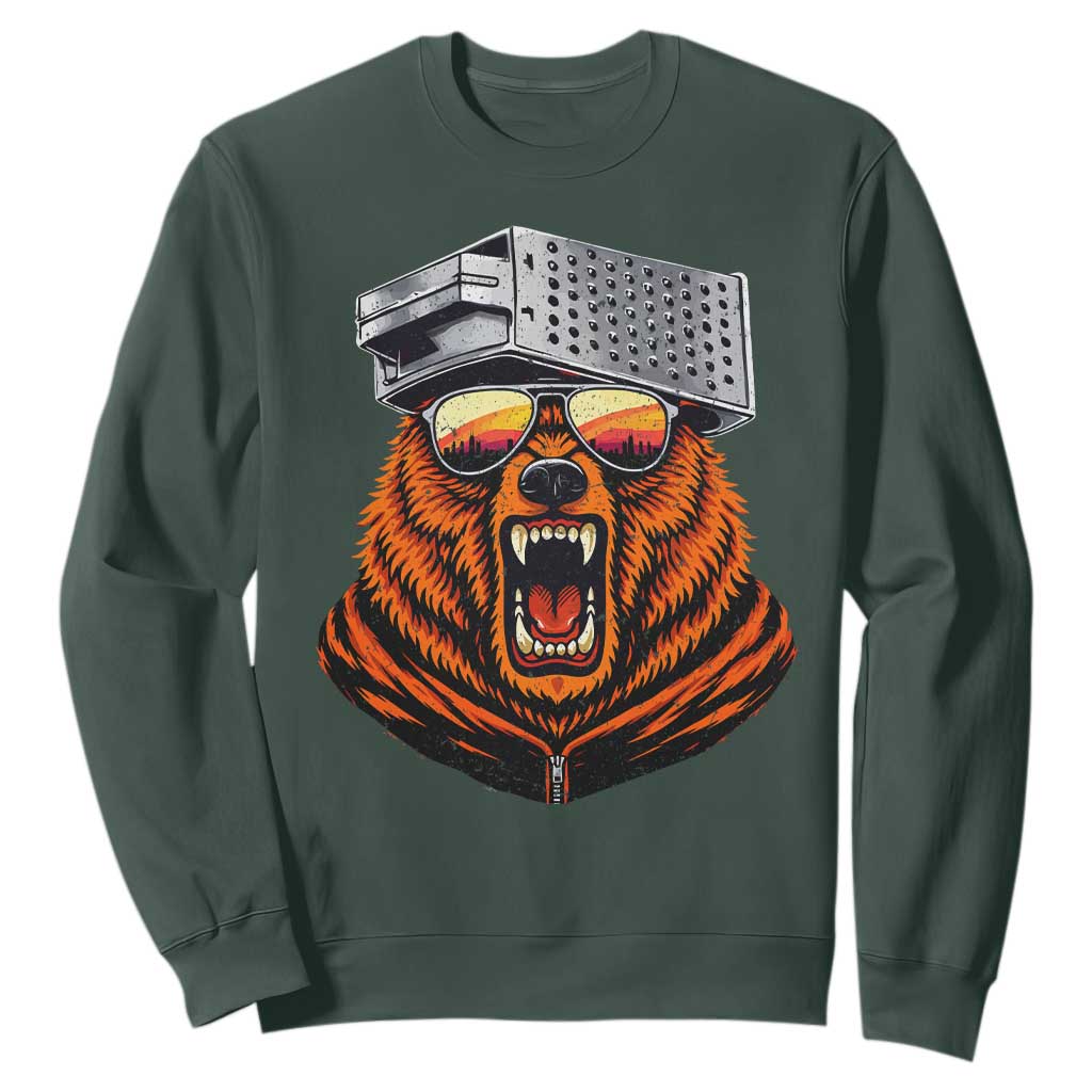 Bear With Cheese Grater Hat Sweatshirt Retro Foolball Fans TS10 Dark Forest Green Print Your Wear