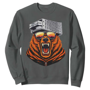 Bear With Cheese Grater Hat Sweatshirt Retro Foolball Fans TS10 Dark Heather Print Your Wear
